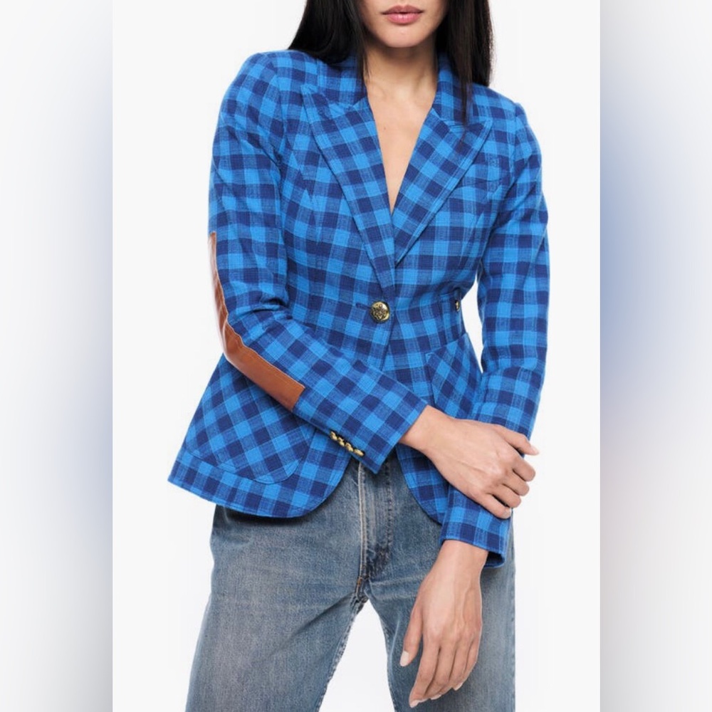 NWT $895 Smythe Patch-Pocket Duchess Blazer with Leather Elbow Patches!